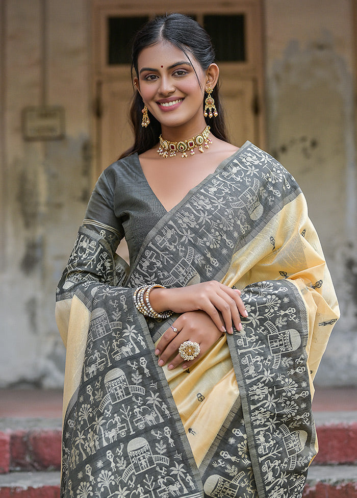 Black Dupion Silk Saree With Blouse Piece