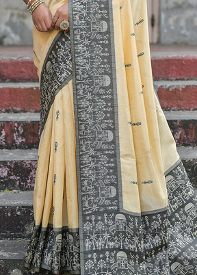 Black Dupion Silk Saree With Blouse Piece