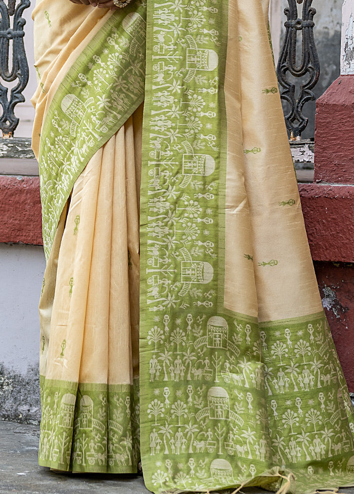 Mehendi Dupion Silk Saree With Blouse Piece