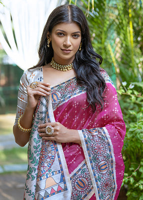 Rani Dupion Silk Saree With Blouse Piece