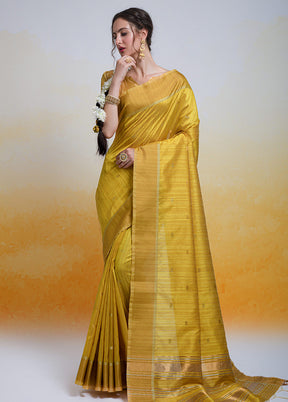 Mustard Cotton Saree With Blouse Piece