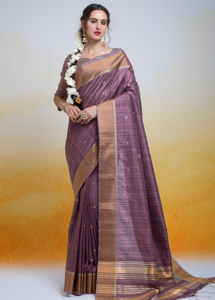 Wine Cotton Saree With Blouse Piece