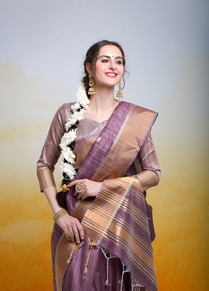 Wine Cotton Saree With Blouse Piece