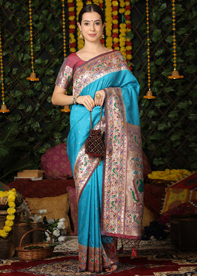 Firoza Spun Silk Saree With Blouse Piece