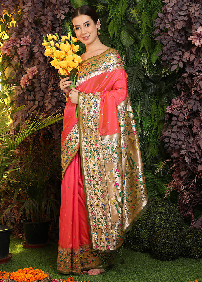 Orange Spun Silk Saree With Blouse Piece