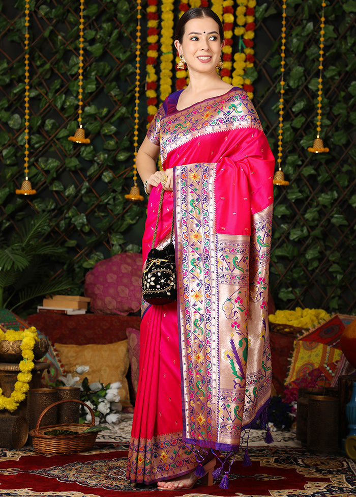 Rani Spun Silk Saree With Blouse Piece