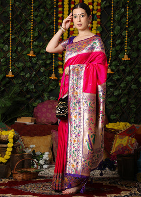 Rani Spun Silk Saree With Blouse Piece