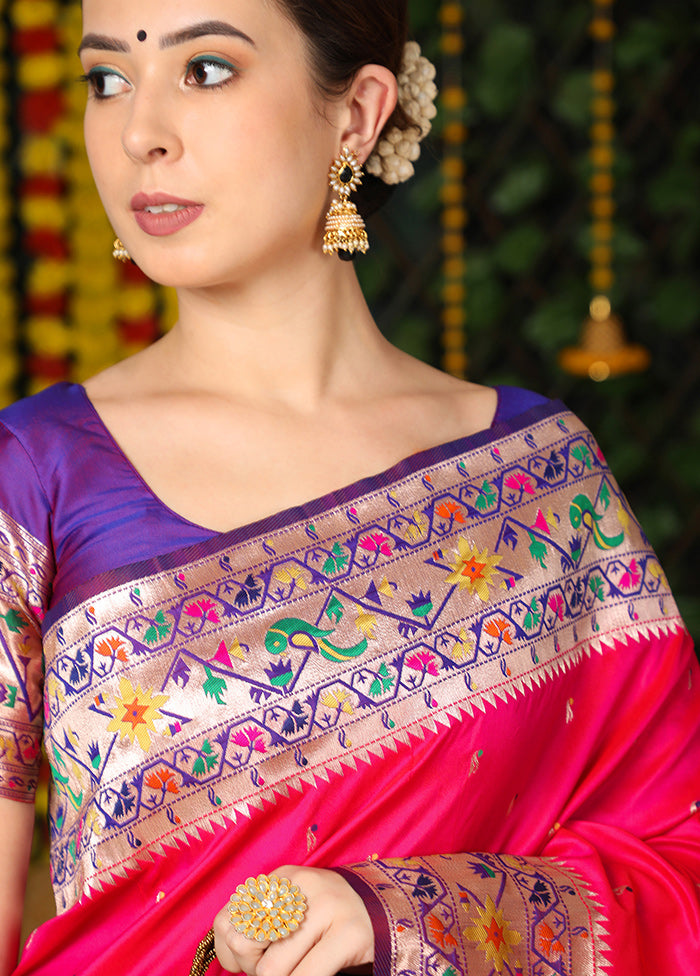 Rani Spun Silk Saree With Blouse Piece