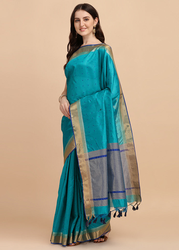 Firoza Tussar Silk Saree With Blouse Piece