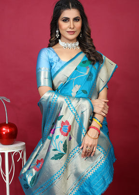 Firoza Spun Silk Saree With Blouse Piece