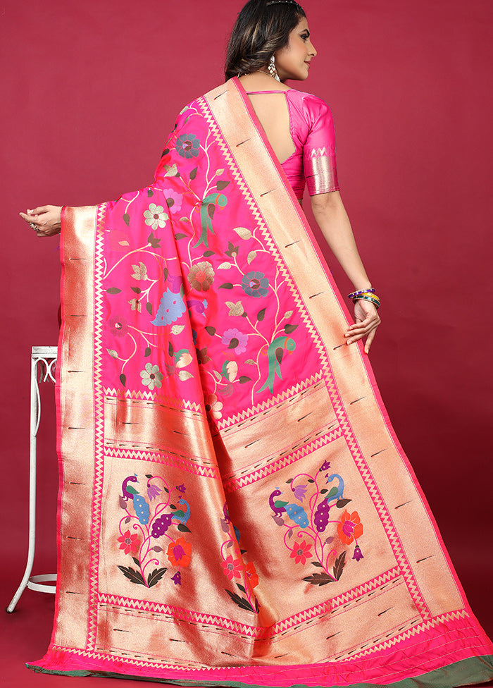 Pink Spun Silk Saree With Blouse Piece