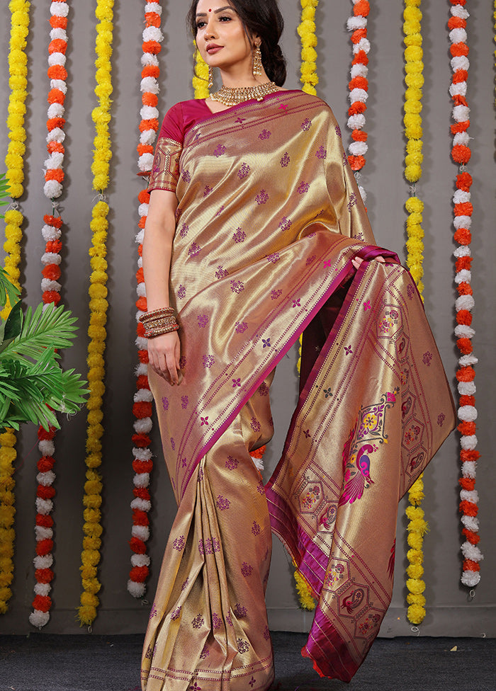 Wine Spun Silk Saree With Blouse Piece