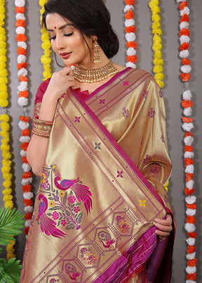 Wine Spun Silk Saree With Blouse Piece