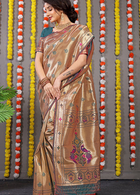 Teal Spun Silk Saree With Blouse Piece