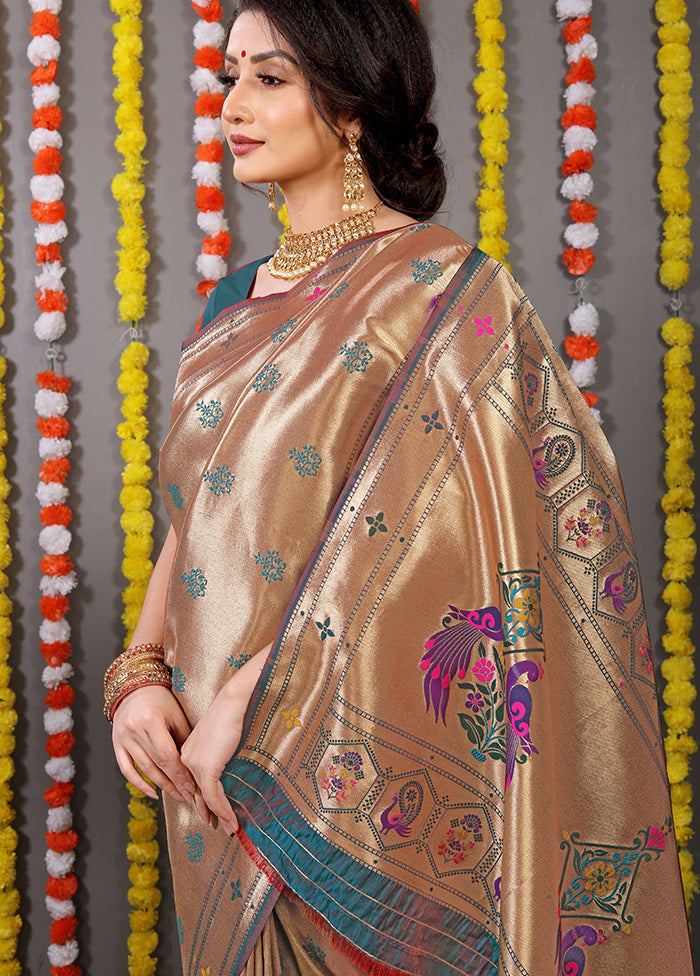 Teal Spun Silk Saree With Blouse Piece