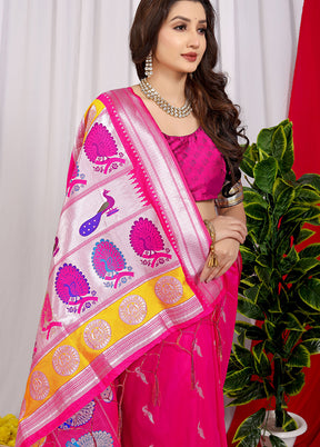 Rani Spun Silk Saree With Blouse Piece