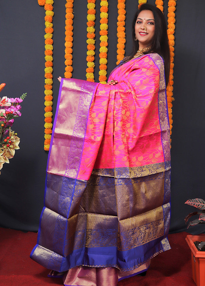 Pink Spun Silk Saree With Blouse Piece