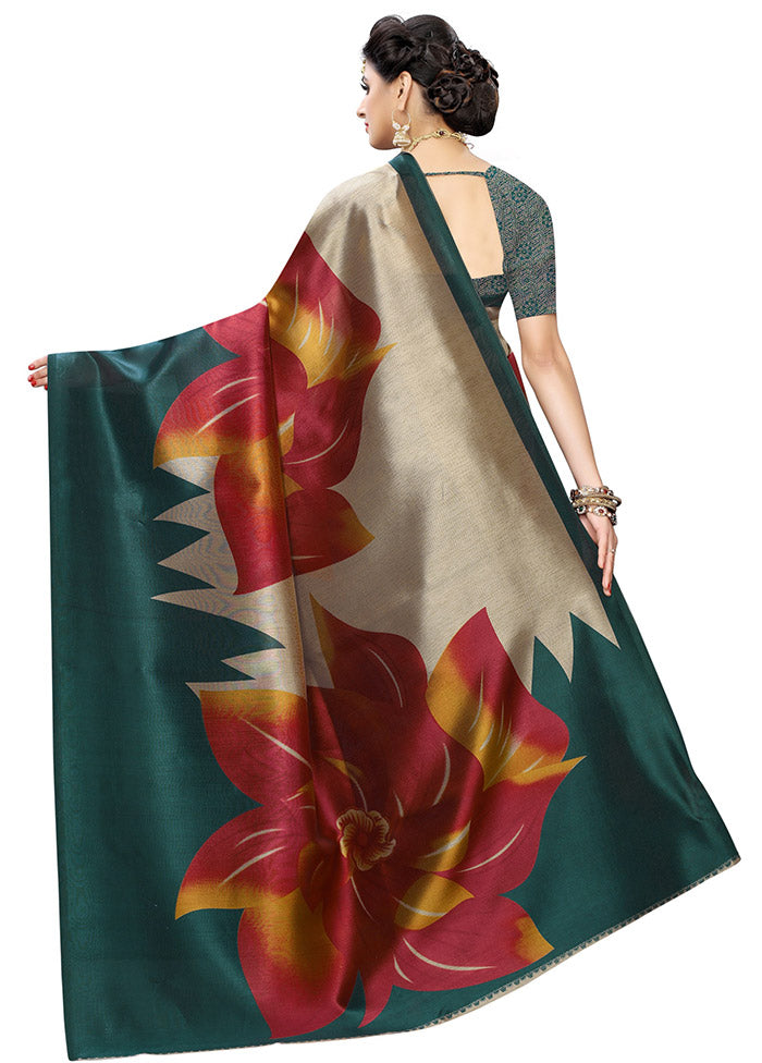 Teal Spun Silk Woven Saree With Blouse Piece