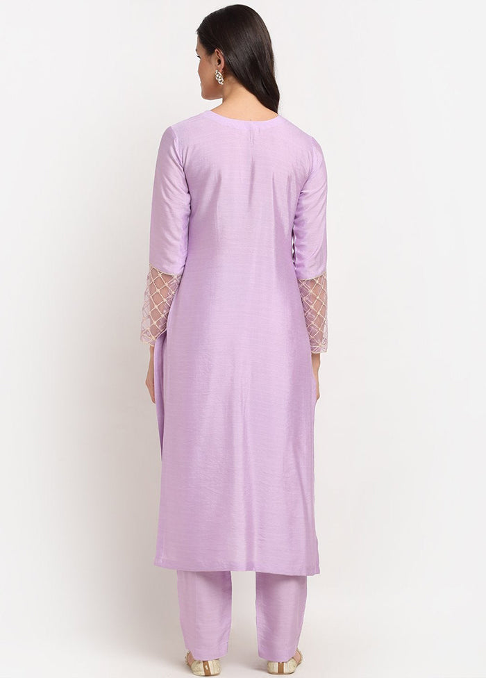 2 Pc Purple Straight Cotton Kurti Set