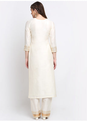 2 Pc Off White Readymade Cotton Kurti Set