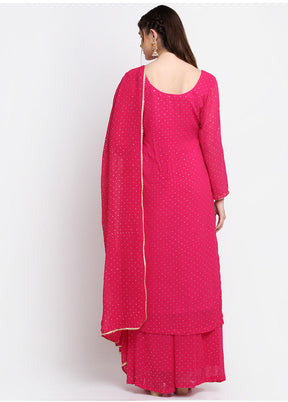 3 Pc Pink Readymade Suit Set With Dupatta