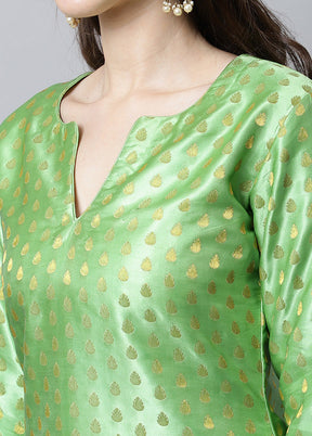 2 Pc Green Readymade Silk Kurti Set