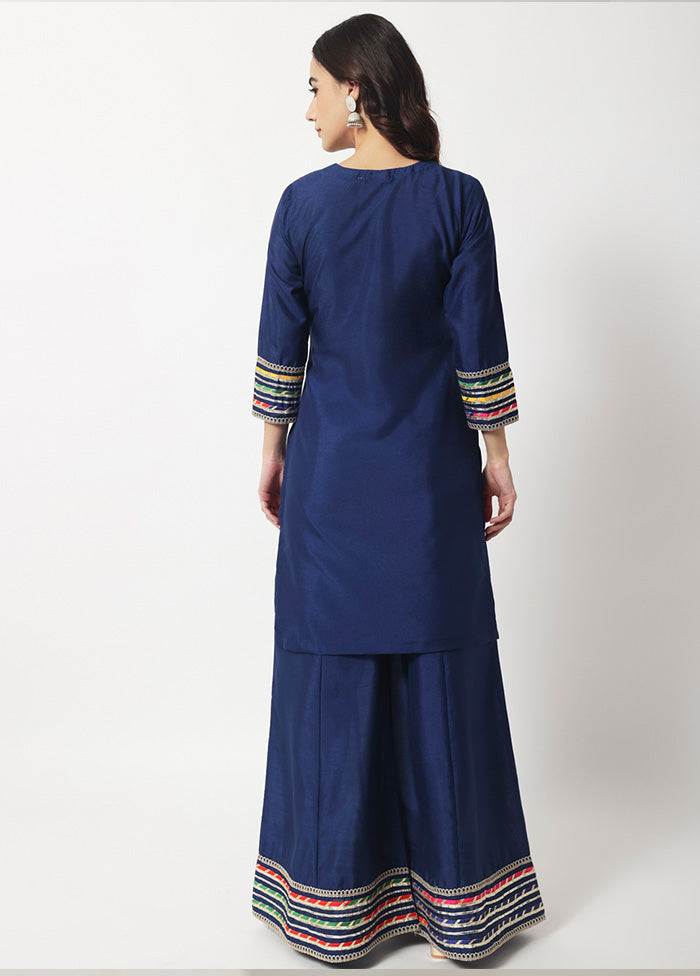 2 Pc Navy blue Readymade Silk Kurti Set