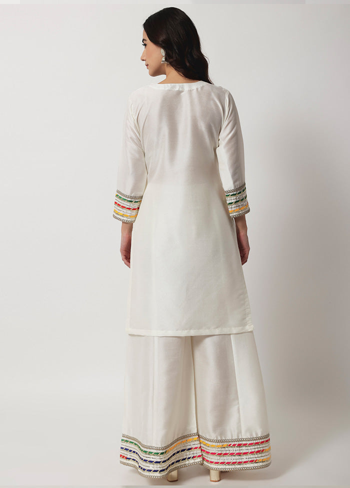 2 Pc Off White Readymade Silk Kurti Set