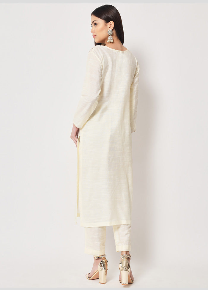 2 Pc Off White Readymade Cotton Kurti Set