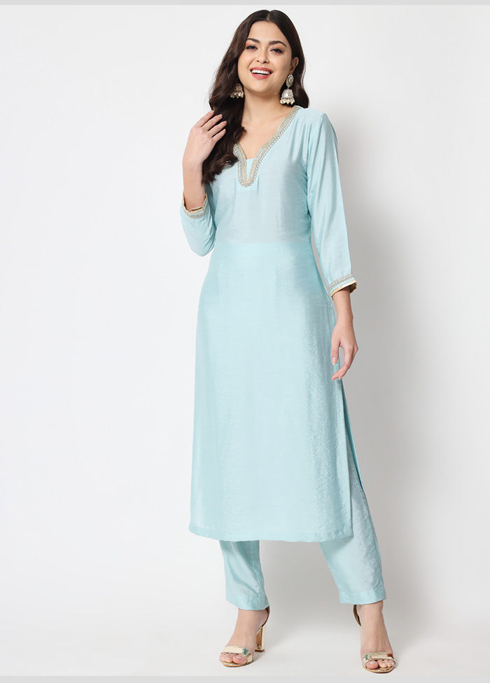 2 Pc Blue Readymade Cotton Kurti Set