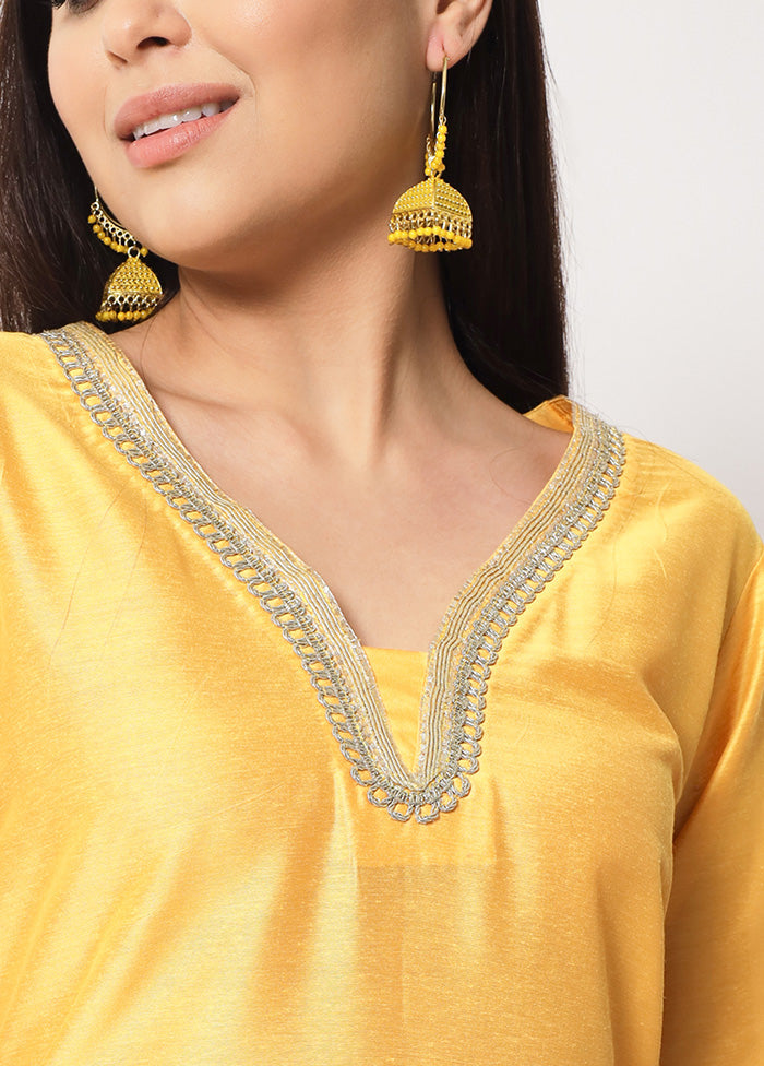 2 Pc Mustard Readymade Cotton Kurti Set