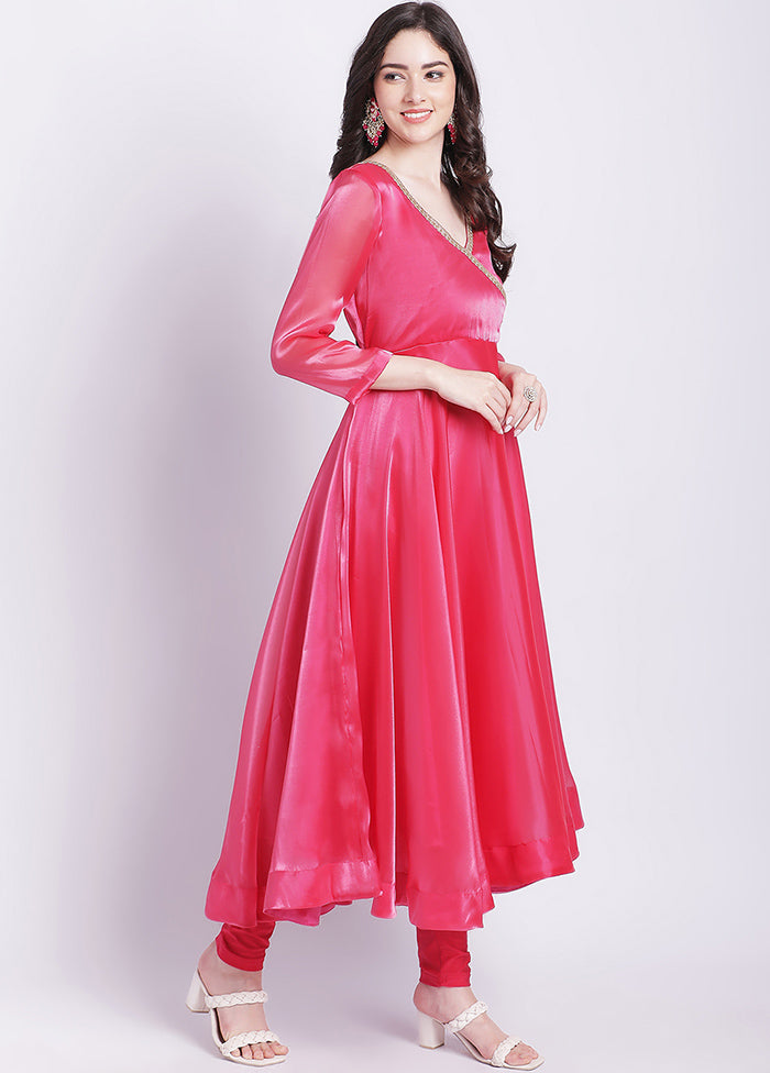 2 Pc Pink Readymade Net Kurti Set