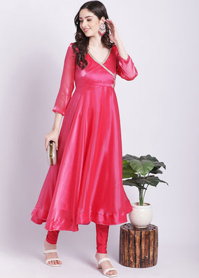 2 Pc Pink Readymade Net Kurti Set