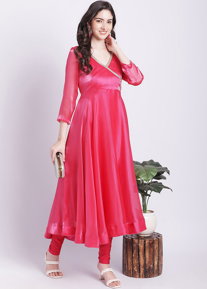 2 Pc Pink Readymade Net Kurti Set