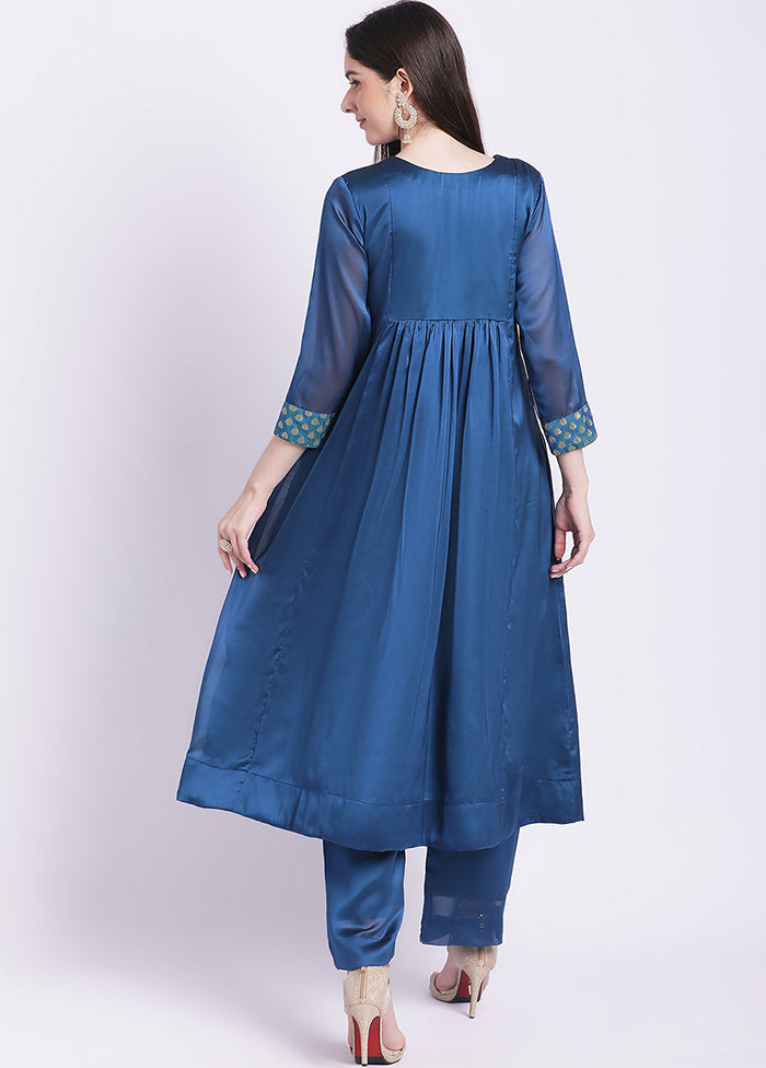 2 Pc Blue Readymade Georgette Kurti Set