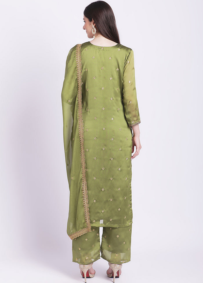 3 Pc Green Readymade Georgette Suit Set