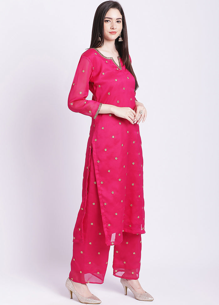 2 Pc Pink Readymade Georgette Kurti Set