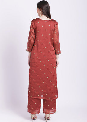 2 Pc Rust Readymade Georgette Kurti Set