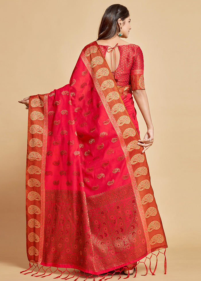 Pink Spun Silk Saree With Blouse Piece