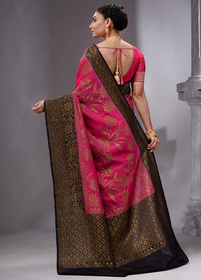 Pink Spun Silk Saree With Blouse Piece