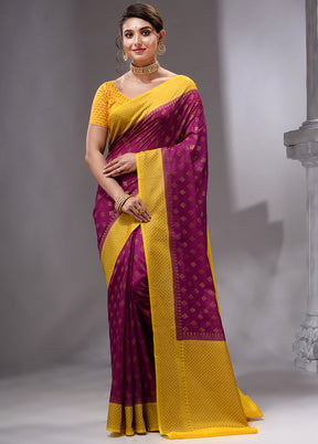 Maroon Spun Silk Saree With Blouse Piece