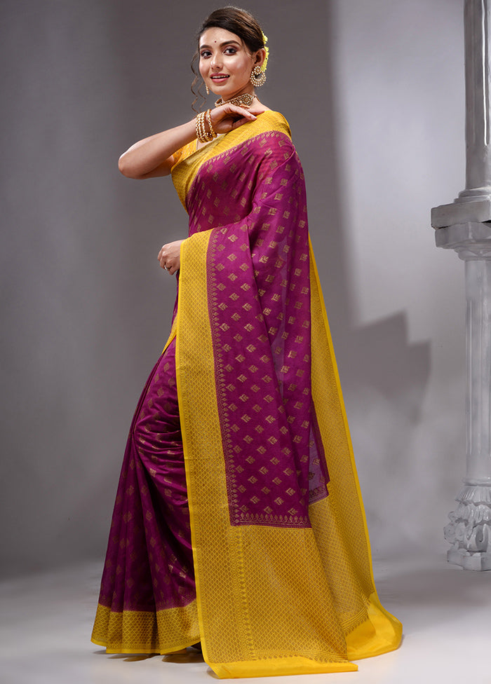 Maroon Spun Silk Saree With Blouse Piece