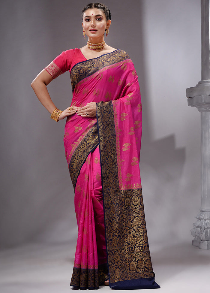 Pink Spun Silk Saree With Blouse Piece