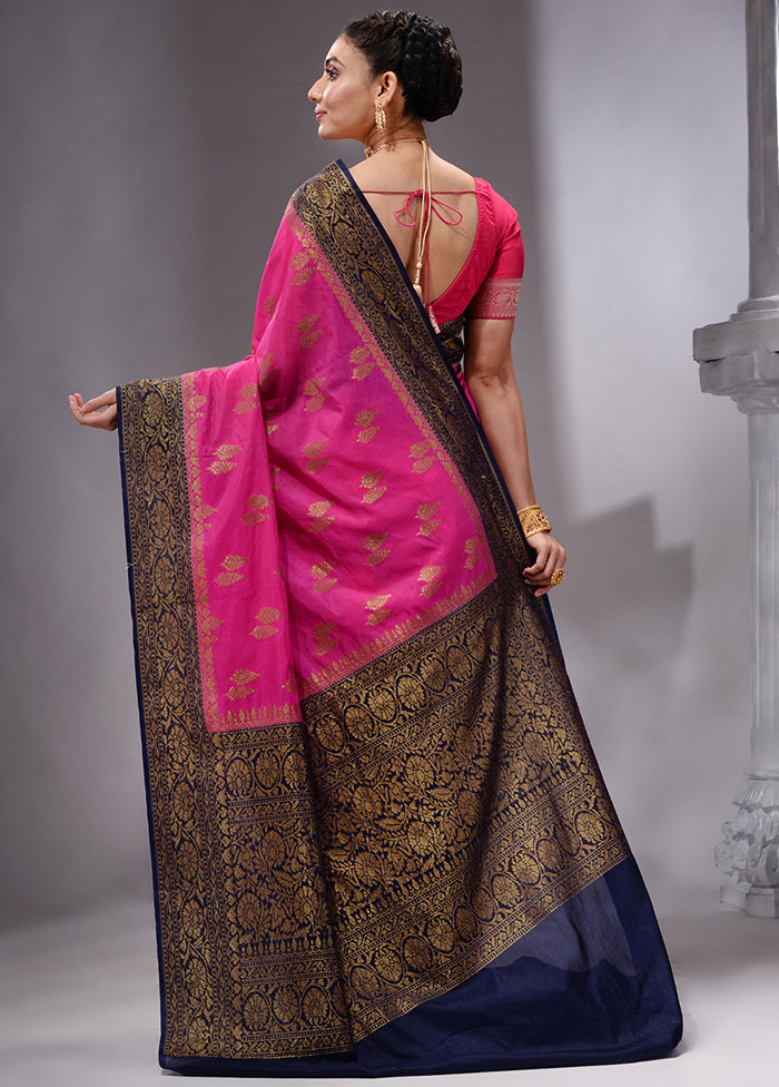 Pink Spun Silk Saree With Blouse Piece