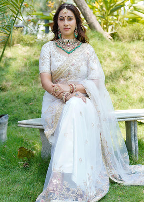 White Organza Saree With Blouse Piece