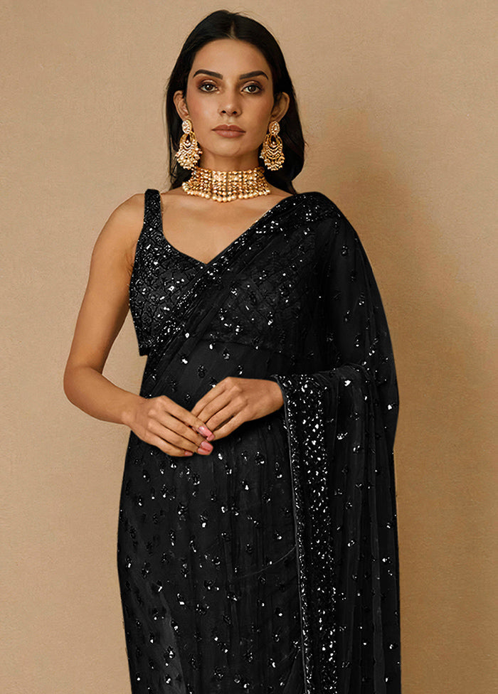 Black Organza Saree With Blouse Piece