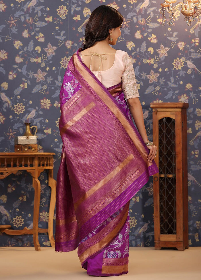 Purple Dupion Silk Saree With Blouse Piece