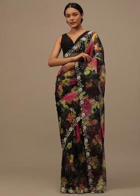 Black Organza Saree With Blouse Piece