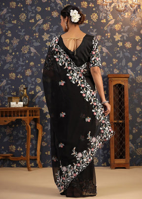 Black Georgette Saree With Blouse Piece