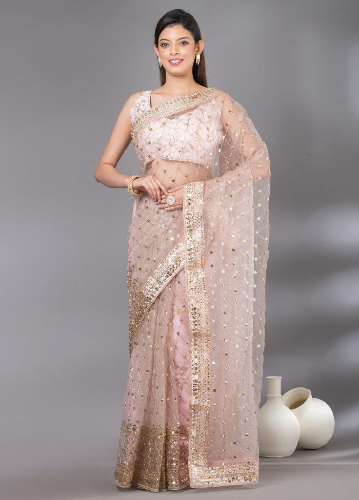 Pink Organza Saree With Blouse Piece